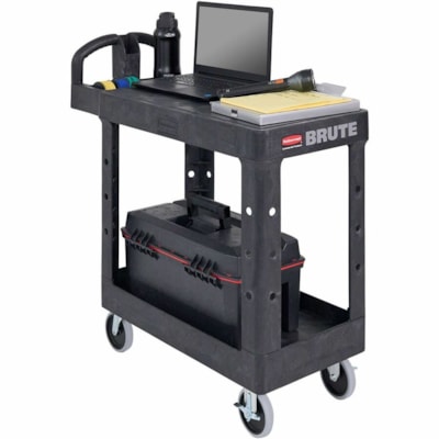 Rubbermaid Commercial - Chariot utilitaire FG450500BLA - 2 Plateau - Plastique - longueur de 46 po (1168,40 mm) x largeur de 9,1 po (231,14 mm) x hauteur de 26,5 po (673,10 mm) - Noir ETAGERE PLATE 