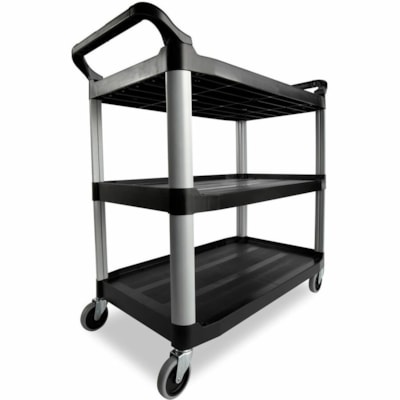 Rubbermaid Commercial - Chariot de service Xtra - 3 Plateau - 300 lb (136077,71 g) Capacité - 4 Roulette - Plastique - Frame Polyéthylène haute densité (HDPE) - Noir GRIS 