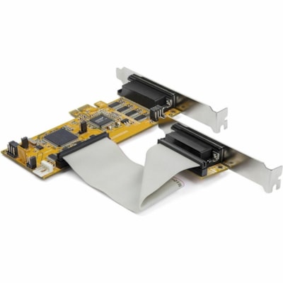 StarTech.com 8-Port PCI Express RS232 Serial Adapter Card, PCIe to DB9 Controller 16C1050 UART, Low Profile, 15kV ESD, Windows Only, TAA - 8-Port PCI Express RS232 serial adapter card 16C1050 UART 15kV ESD; Low Profile - Bi-directional speed 921.6Kbps/port|256byte FIFO - Controller card; Pin 9 power  CTLR 