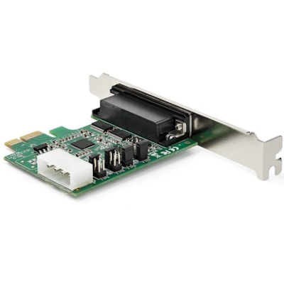 StarTech.com 4-port PCI Express RS232 Serial Adapter Card - PCIe to Serial DB9 RS-232 Controller Card - 16950 UART - Windows/Linux - 4 port PCI Express RS232 serial controller card w/16950 UART/ASIX AX99100 - Bi-directional speeds 921.6Kbps/port | 256 byte FIFO | 9th data bit - Pin 9 pwr out 5v/12v/  CTLR 