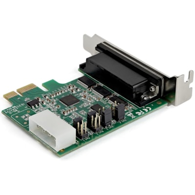 StarTech.com 4-port PCI Express RS232 Serial Adapter Card - PCIe Serial DB9 Controller Card 16950 UART - Low Profile - Windows/Linux - 4 port PCI Express RS232 serial controller card w/16950 UART/ASIX AX99100 - Bi-directional speeds 921.6Kbps/port | 256 byte FIFO | 9th data bit - Pin 9 pwr out 5v/12  CTLR 