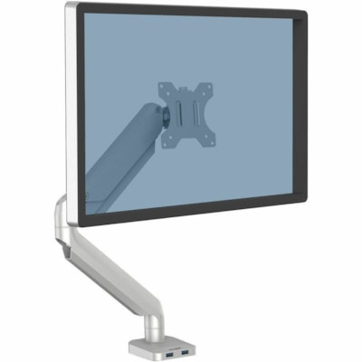 Fellowes Platinum Mounting Arm for Monitor - Silver - 1 Display(s) Supported - 27" Screen Support - 20 lb (9071.85 g) Load Capacity - 1 Each SILVER - DESK MOUNT 