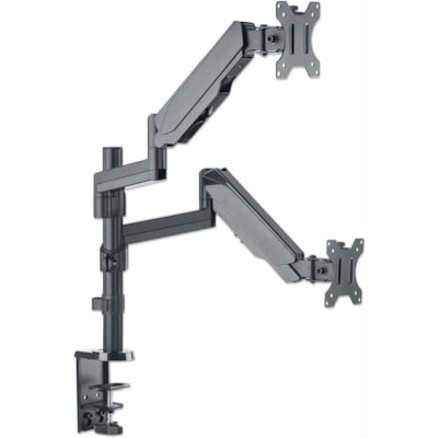 Manhattan 461597 Desk Mount for Curved Screen Display, Flat Panel Display - 2 Display(s) Supported - 32" Screen Support - 35.27 lb (16000 g) Load Capacity - 75 x 75, 100 x 100  Dual Monitor Mount Two Gas-Sp ring Jointed Arms  S
