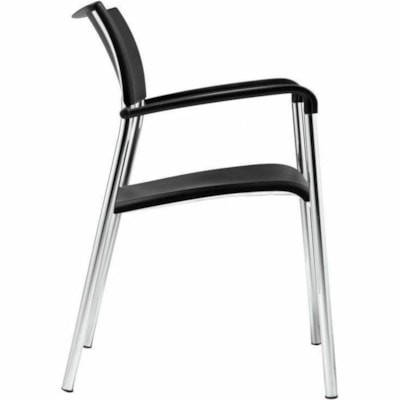 Offices To Go - Chaise Dori 2 OTG1220B - Seat Color Noir - Polypropylène Seat Material - Back Color Noir - Polypropylène Back Material - Frame Color Chrome - Acier Frame Material - Quatre pieds Base - Accoudoir FAUTEUIL EMPILABLE POLYPROPYLèNE  NOIR