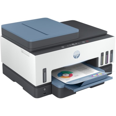 HP - Imprimante multifonction à jet d'encre 7602 Filaires et Sans fil Smart Tank - Couleur - Copieur/Télécopieur/Imprimante/Scanner - 4800 x 1200 dpi Impression - Automatique Recto/Verso - jusqu'à 6000 Pages mensuelles - Couleur Scanner à Plat Scanner - 1200 dpi Scanner   