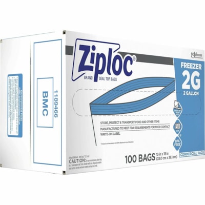 Ziploc® Grip n' Seal Freezer Bags - 2 gal (7570.82 mL) Capacity - 13" (330.20 mm) Width x 15" (381 mm) Length - Blue - Plastic - Food, Meat, Poultry, Fish - 100 / Box - 1 / Carton 2 GALLONS CASE OF 100