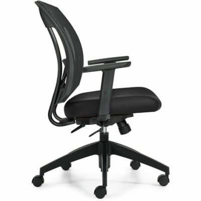 Offices To Go Ibex | Upholstered Seat & Mesh Back Tilter - Black Seat Color - Bonded Leather, Mesh Seat Material - Black Back Color - Mesh Back Material - 5-star Base - Luxhide, Bonded Leather - Armrest MEDIUM BACK TILTER LUXHIDE BONDED LEATHER  BLACK