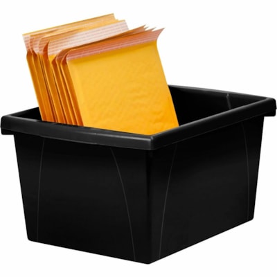 Storex 4 Gallon Storage Bin, Black - 15.10 L - Handle, Impact Resistant, Sturdy, Drop Resistant - Black - Plastic BLACK 