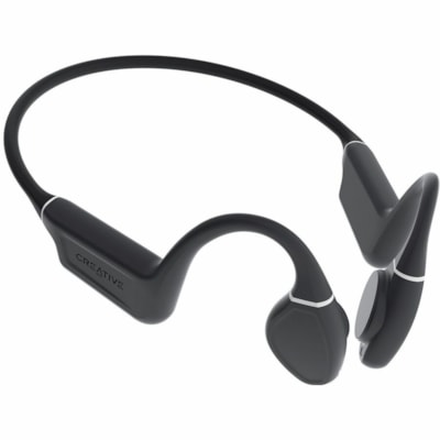 Creative Outlier Free+ Earset - Siri, Google Assistant - Stereo - Wireless - Bluetooth - 33 ft (10.06 m) - 20 Hz to 20 kHz - Over-the-ear, Behind-the-neck - Binaural - Open - 2 ft (0.60 m) Cable - Omni-directional Microphone - Matte Black, Dark Slate Gray  