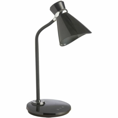 Dainolite 6W Desk Lamp, Black Finish - 16" (406.40 mm) Height - 1 x 6 W LED Bulb - Black - Gooseneck, Dimmable, Touch-activated, Automatic On/Off, Flexible - 350 lm Lumens - Plastic - Table Top, Desk Mountable - Black - for Table, Desk, Bedroom, Living Room, Commercial BLACK FINISH LED