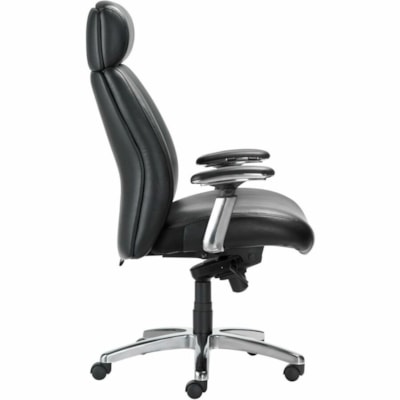 Nightingale Presider Executive High-Back Leather Chair, Grey with Chrome Base - Leather Seat Material - Leather Back Material - High Back - 5-star Base - Chrome - Leather - Armrest BLACK 
