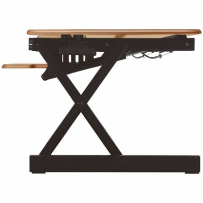 Rocelco 32"W-18"H Adjustable Desk Riser - 35 lb (15875.73 g) Load Capacity - 18" (457.20 mm) Height x 32" (812.80 mm) Width x 20.50" (520.70 mm) Depth - Desk - Teak - For Monitor, Notebook - Adjustable, Ergonomic, Keyboard Tray, Grommet, Cable Management esk Riser 