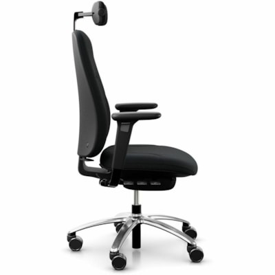 ergoCentric Task Chair Polish Aluminum Base - 5-star Base - Black ADJUSTABLE WITH HEADREST 