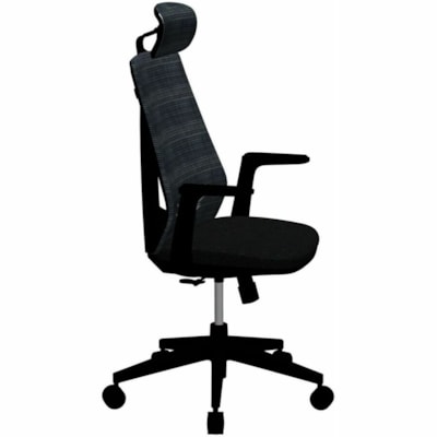 HDL Aura High-Back Task/Meeting Chair - Black Foam, Fabric Seat - Black Mesh Back - Black Aluminum Frame - High Back - 5-star Base - Black - Armrest - 1 / Unit BLACK 