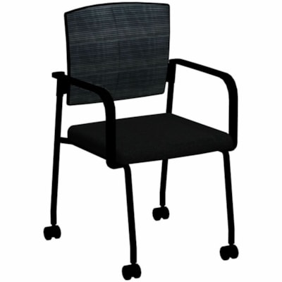 HDL Dune Stackable Guest Armchair with Casters, Black Fabric - Black Seat Color - Fabric Seat Material - Black Back Color - Mesh Back Material - Black Frame Color - Steel Frame Material - Mid Back - Four-legged Base - Black - Armrest - 1 FABRIC SEAT/ WITH CASTERS BLACK