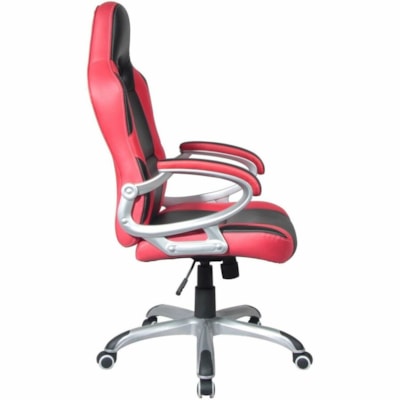 TygerClaw Executive High-Back Gaming-Style Chair, Black/Red - Polyurethane Seat Material - Black Back Color - Polyurethane Back Material - Silver Frame Color - High Back - Black, Red - Polyurethane - Armrest Gaming Style Chair Black and R ed