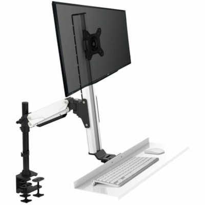 Rocelco - Montage de bureau Sit-Stand pour Moniteur, Poste de travail, Ordinateur, Clavier, Souris - Noir - Hauteur réglable - 27 po Support d'écran - 24 lb (10886,22 g) Capacité de charge - Acier, Aluminium - 1 Unité  Floating Desk ise à debout.