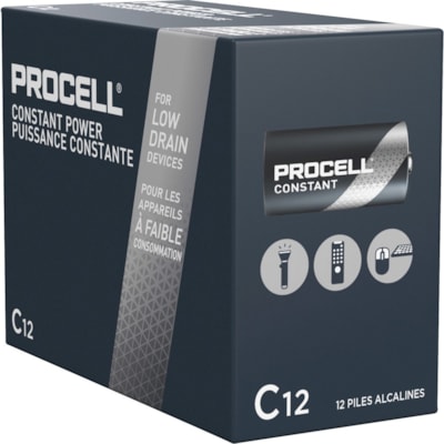 Procell by Duracell Alkaline C Batteries - For Multipurpose - C - 7000 mAh - 1.5 V DC - 12 / Box  
