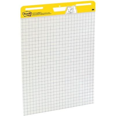 Post-it® Self-Stick Easel Pad Value Pack - 30 Sheets - Stapled - Feint Front Ruling - Blue Margin - 18.50 lb (8391.46 g) Basis Weight - 25" (635 mm) x 30" (762 mm) Sheet Size - White Paper - Cardboard Cover - Self-adhesive, Repositionable, Resist Bleed-through, Removable, Sturdy Back - 2 / Carto GRID LINES 25"X30" 30 SHEETS /PAD SELF-STICK