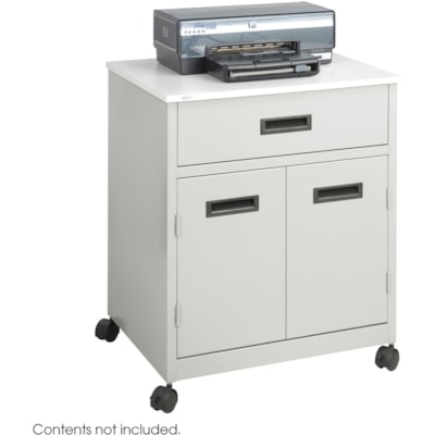 Safco Steel Mobile Machine Stand with Drawer - 200 lb (90718.47 g) Load Capacity - 2 x Shelf(ves) - Hinged Door - 29.75" (755.65 mm) Height x 25" (635 mm) Width x 20" (508 mm) Depth - Floor - Laminate, Powder Coated - Steel - Gray  
