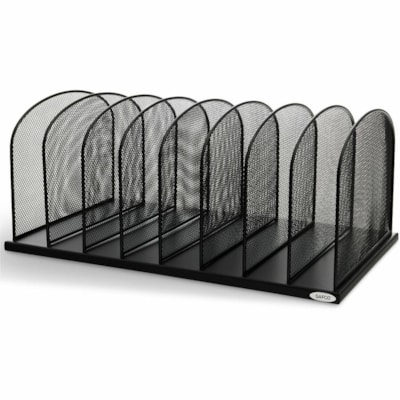 Safco Mesh Desk Organizers - 8 Compartment(s) - Compartment Size : 2" (50.80 mm) - 8.3" (209.55 mm) Height x 19.3" (488.95 mm) Width x 11.5" (292.10 mm) Depth - Desktop - Powder Coated - Black - Steel - 1 Each 8 - 2" WIDE VERTICAL PARTS.BLK 19 1/4"W X 11 1/2"D X 8 1/4"H