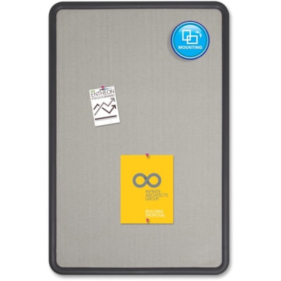 Quartet - FABRIC BRD CONTOUR GRY*36Hx48W - hauteur de la planche 36 po (914,40 mm) x largeur de la planche 48 po (1219,20 mm) - Surface Gris Tissu - Résistants, Auto-guérissant - Frame Noir - 1 chaque 36X48 PO  GRIS  COINS ARRONDIS PEUT S ACCROCHER HORIZ/VERTIC
