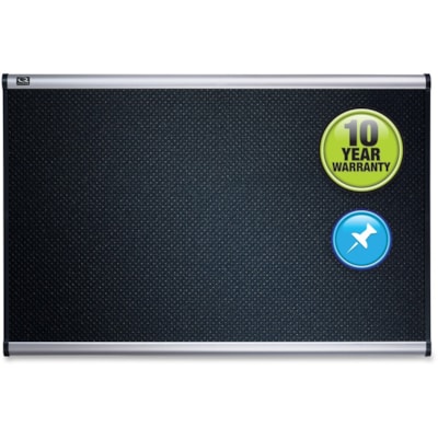 Quartet - Tableau d'affichage en mousse embossé Prestige - hauteur de la planche 36 po (914,40 mm) x largeur de la planche 48 po (1219,20 mm) - Surface Noir Mousse - Auto-guérissant - Frame Argenté Aluminium - 1 chaque GAUFRÉ  MOUSSE COMPACTE RETENANT BIEN LES PUNAISES