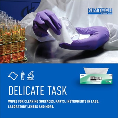 KIMTECH - Essuie-tout Kimtech Science Kimwipes(tm) - 1 Pli - largeur de 14,40 po (365,76 mm) x longueur de 16,40 po (416,56 mm) - Blanc - 144 / boîte KIMWIPES  (38CM X 43CM) 