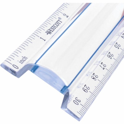 Westcott 12" Clear Magnifying Data Processing Ruler - 30.48 cm Length - 1/16 Graduations - Imperial, Metric Measuring System - Glass - Clear - 1 Each CLEAR REGLE GROISSISSANTE 12"/30CM