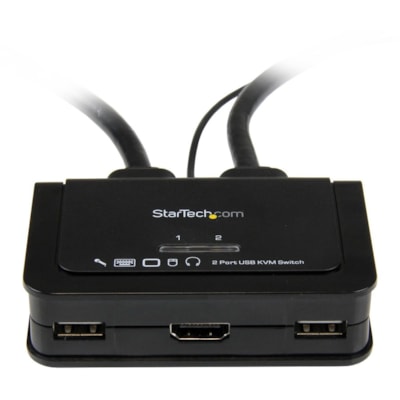 StarTech.com 2 Port USB HDMI Cable KVM Switch with Audio and Remote Switch - USB Powered - Control two HDMI®, USB equipped PCs with a single monitor, keyboard, mouse and audio peripheral set - USB Powered KVM with HDMI - Dual Port HDMI KVM Switch with Audio and Remote Switch - Compact Two Port H HPERP 