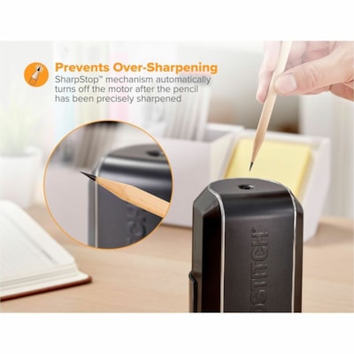 Bostitch Vertical Electric Pencil Sharpener - Desktop - 1 Hole(s) - Black - 1 Each ELECTRIC  PRECISE SHARPENING EASY TO CLEAN  BLACK