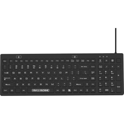 Man & Machine D Cool Keyboard - Cable Connectivity - USB Interface - 110 Key(s) - English (US) - QWERTY Layout - Computer, Workstation - Mac, PC - Industrial Silicon Rubber Keyswitch - Black GHT VALUE KEYBOARD 