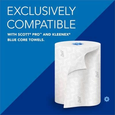 Scott Pro Manual Hard Roll Towel Dispenser - Roll Dispenser - 16.44" (417.58 mm) Height x 12.66" (321.56 mm) Width x 9.18" (233.17 mm) Depth - Black - Translucent, Durable, Key Lock - 1 Each BLACK WITH BLUE CORE 