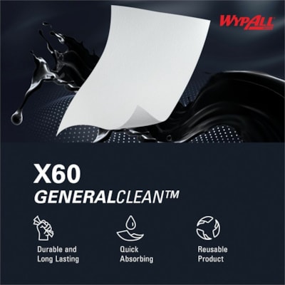 Wypall - Nettoyant tout usage 34955 - longueur de 12,20 po (309,88 mm) x largeur de 12,40 po (314,96 mm) - Absorbant, Léger, Résistant aux solvants, Résistance à l'humidité, Sans résidus - Blanc - 1100 / Rouleau  RL.  JUMBO  1100 CT  12-1/2''  X 13-2/5''  BLANC D