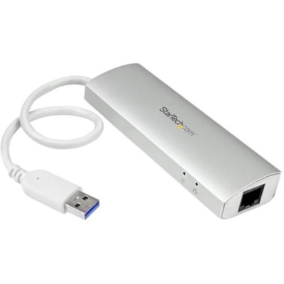 StarTech.com 3-Port USB Hub with Ethernet, USB-A Ports, Gigabit Ethernet/GbE, USB 5Gbps, Bus-Powered, Portable Laptop USB 3.0 Hub - Bus-powered USB 3.2 Gen 1 (5Gbps) expansion hub - USB-A to 3-port USB-A hub - NIC adapter for wired Ethernet to a laptop / desktop - Supports WoL, Jumbo Frames and V-LA  PERP 