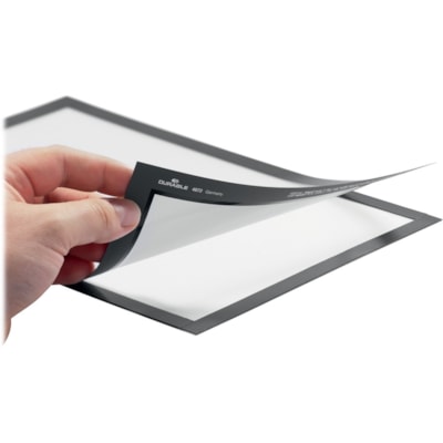 DURABLE - Cadres autocollants repositionnables - 9 po (228,60 mm) x 14 po (355,60 mm) Taille du cadre - Détient 8,50 po (215,90 mm) x 11 po (279,40 mm) Insertion - Rectangle - Horizontal, Vertical - Autocollant, Robuste, Magnétique - Noir - 2 / emballage AUTOCOLLANTS  LETTRE  NOIR PAQUET DE 2
