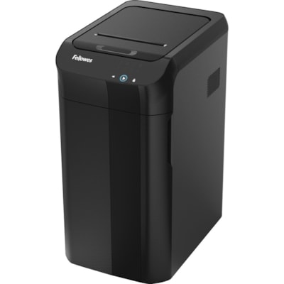 Fellowes AutoMax(tm) 350C Auto Feed Shredder - Non-continuous Shredder - Cross Cut - 350 Per Pass - for shredding Staples, Paper Clip, Paper, CD, DVD, Credit Card, Junk Mail - 0.2" (3.96 mm) x 1.5" (38.10 mm) Shred Size - P-4 - 2.20 in/s (55.88 mm/s) - 9" (228.60 mm) Throat - 45 Minute Run Time - 350 SHEETS AUTO/12 MANUAL 18 GALLON BIN