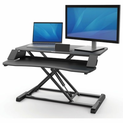 Fellowes Corsivo Sit-Stand Workstation - 4.50" (114.30 mm) Height x 31.50" (800.10 mm) Width x 24.13" (612.90 mm) Depth - Black nd Workstation 