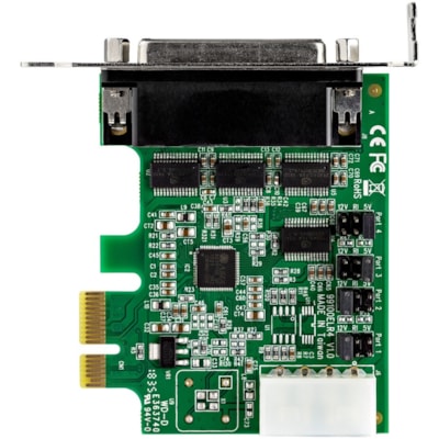 StarTech.com 4-port PCI Express RS232 Serial Adapter Card - PCIe Serial DB9 Controller Card 16950 UART - Low Profile - Windows/Linux - 4 port PCI Express RS232 serial controller card w/16950 UART/ASIX AX99100 - Bi-directional speeds 921.6Kbps/port | 256 byte FIFO | 9th data bit - Pin 9 pwr out 5v/12  CTLR 