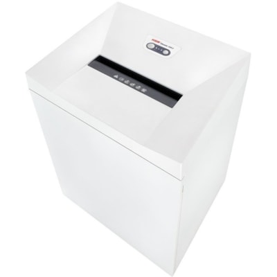 HSM TAA-compliant Cross-cut Shredder - Cross Cut - 7 Per Pass - for shredding Paper - 0" (0.79 mm) x 0.2" (4.76 mm) Shred Size - P-6 - 5.20 in/s (132.08 mm/s) - 10.5" (266.70 mm) Throat - 5 Minute Run Time - 30 Minute Cool Down Time - 93.50 L Wastebin Capacity - 670 W - White 5-7 SHEET CROSS-CUT SHREDDER 20 GALLON CAPACITY