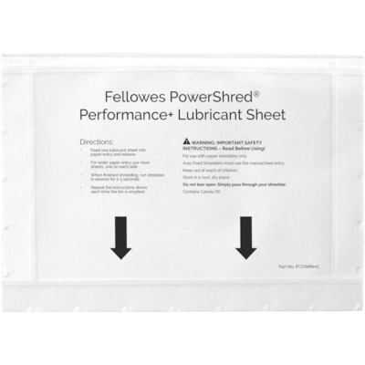Fellowes Powershred Performance+ Lubricant Sheets - Dust Retention - White WHITE LUBRICANT SHEETS 