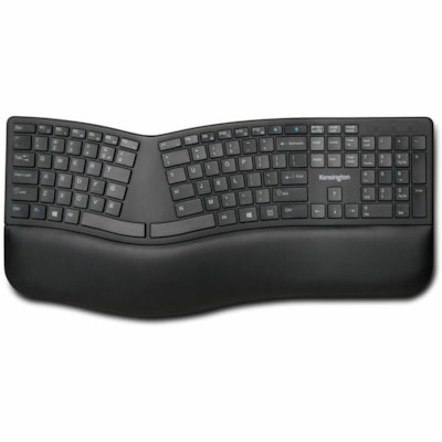 Kensington Pro Fit Ergo Wireless Keyboard-Black - Wireless Connectivity - Bluetooth/RF - 4 - 2.40 GHz - USB Interface - ChromeOS, macOS, Windows - Black BLUETOOTH  WIRELESS - BLACK 