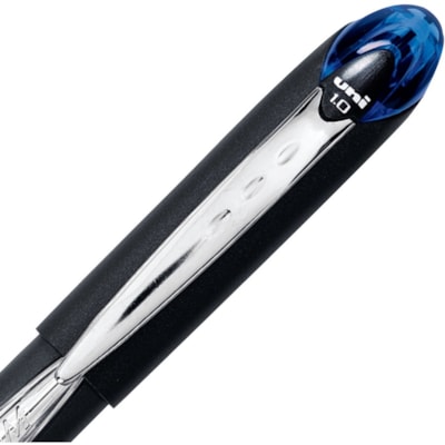 uniball(tm) Jetstream Ballpoint Pens - 1 mm (0.04") Medium Pen Point - Blue Ink - Pigment-based - Black Stainless Steel Barrel - 1 Each WITH WINDOWED GRIP TO MONITOR INK SUPPLY REFILLABLE 12/BOX