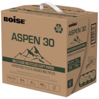 Boise Aspen 30 Multi-Use Recycled Copy with SPLOX Speed Loading Box, Letter Size (8-1/2" x 11"), 20 lb., White, Carton of 2,500 Sheets
