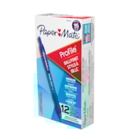 Paper Mate Profile Retractable Ballpoint Pens, Blue, Medium 1.0 mm, 12/PK