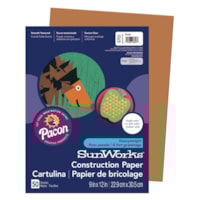 Pacon SunWorks Heavyweight Construction Paper, Brown, 9" x 12", 50/PK