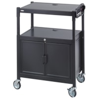 Safco Adjustable Steel AV Cart With Cabinet, Black