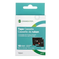 Grand & Toy Sign TZe Black Type On White Label Tape Cassette, 18 mm (3/4") x 8 m