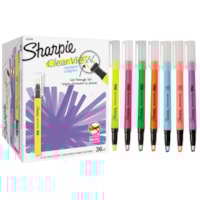 Sharpie Clear View Stick Highlighters, Assorted Fluorescent Colours, Chisel Tip, 36/PK