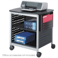 Safco Scoot Desk-Side Printer Stand, 26 3/8"W x 20 3/8"D x 26 3/8"H, Black And Silver Leg Accents